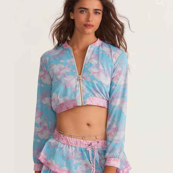Love Shack Fancy Hurley jacket under the sea cropped bomber - Picture 6 of 7